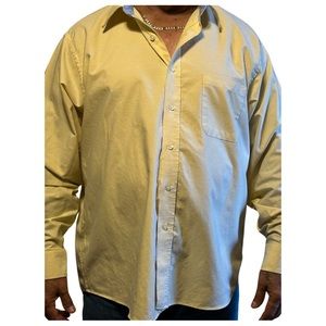 Chap’s Men Beige Yellow Button Down Long Sleeve Shirt,Size: 18-18 1/2|36/37